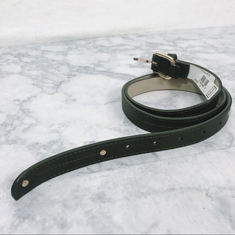 Jones New York Faux Leather Olive Studded Belt